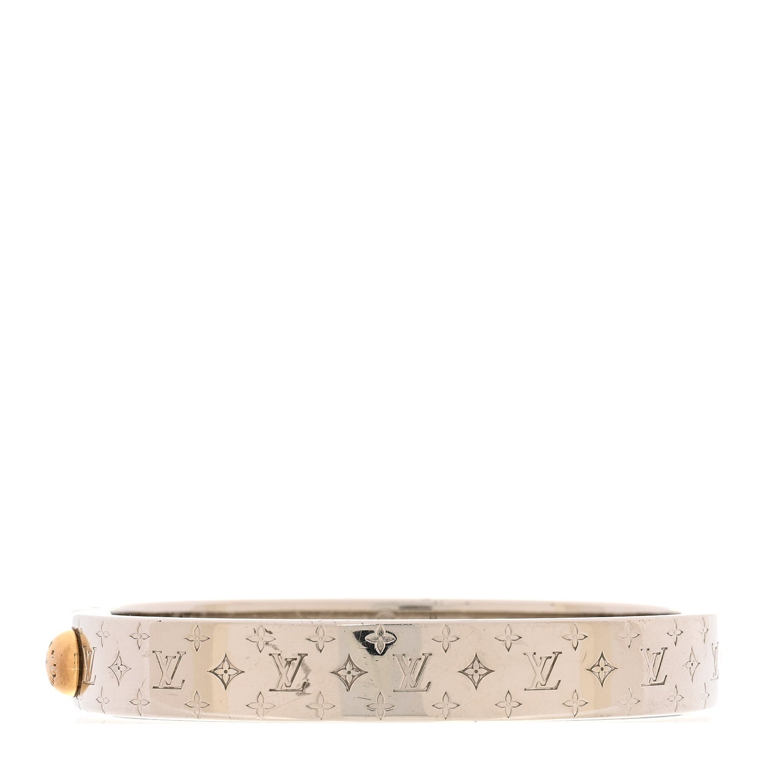 Louis Vuitton Brass Palladium Plated Nanogram Cuff S Silver 1 of 7