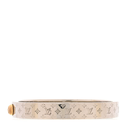 Louis Vuitton Brass Palladium Plated Nanogram Cuff S Silver 1 of 7