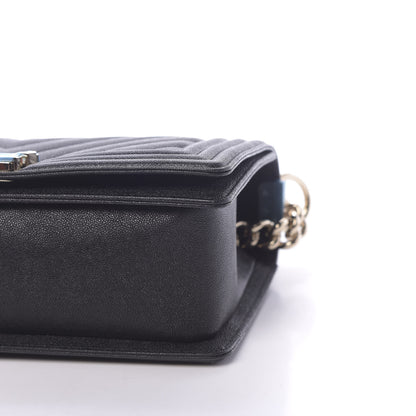Chanel Caviar Chevron Quilted Medium Boy Flap Black 9 of 11