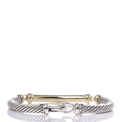 David Yurman Sterling Silver 14K Yellow Gold 5mm Metro Cable Bracelet 3 of 6