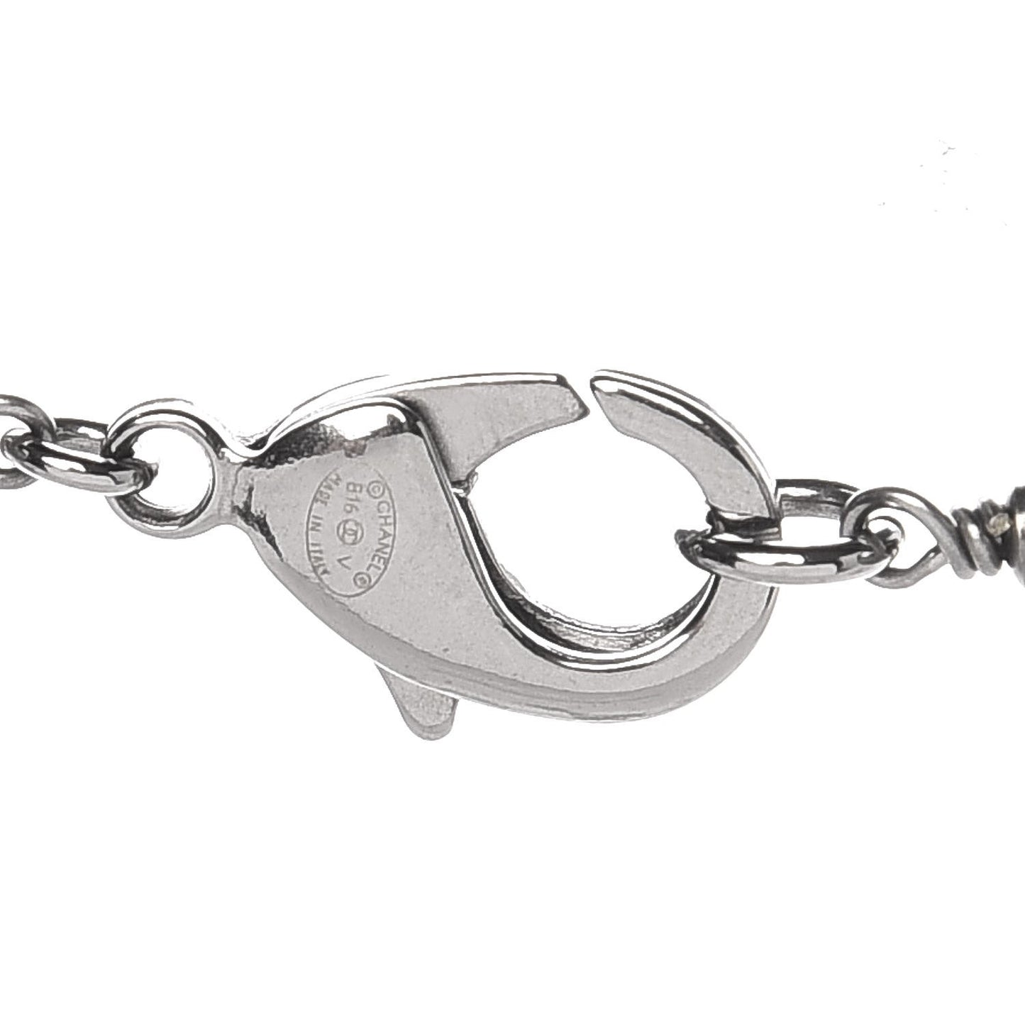 Crystal Bead CC Long Necklace Ruthenium