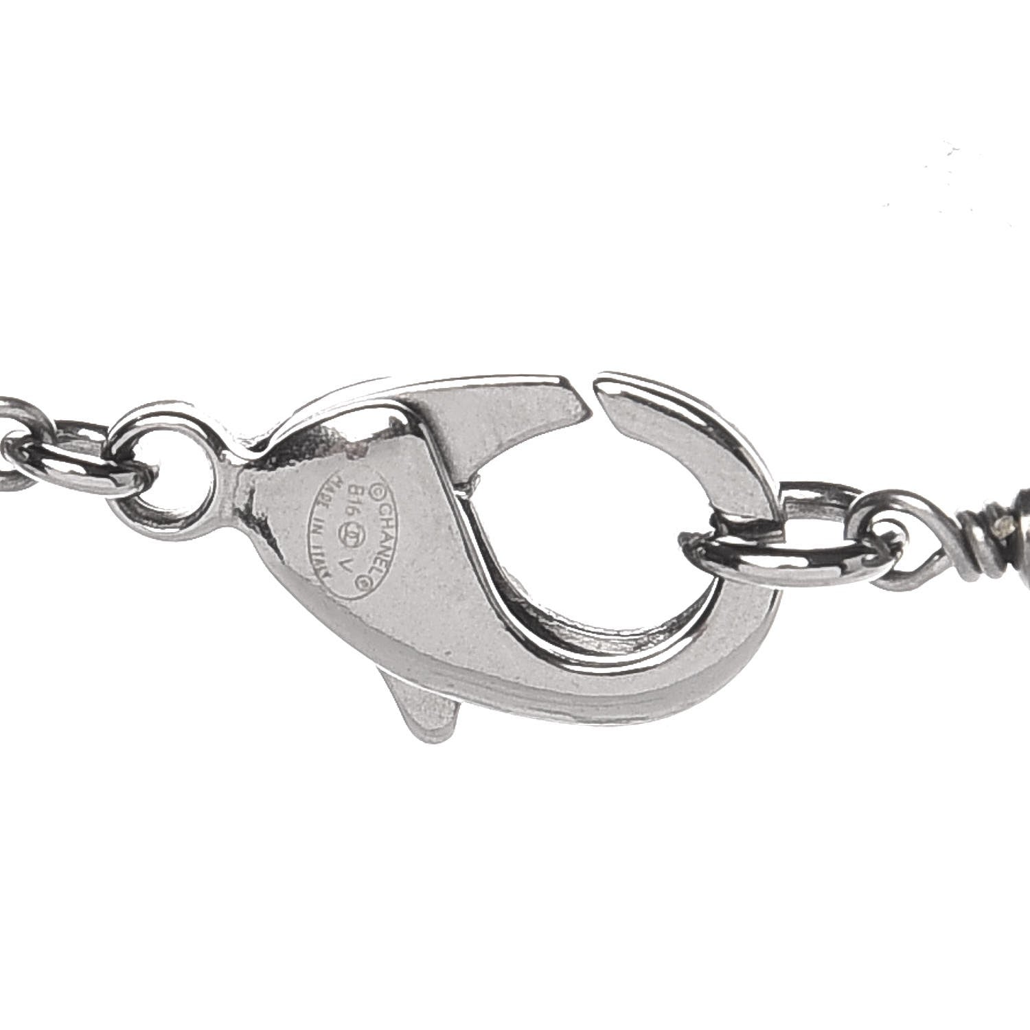 Chanel Crystal Bead CC Long Necklace Ruthenium 4 of 4