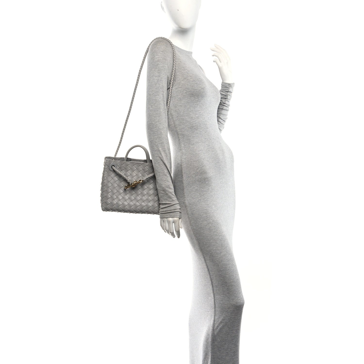 Bottega Veneta Nappa Intrecciato Small Andiamo Shoulder Bag Sterling 2 of 9