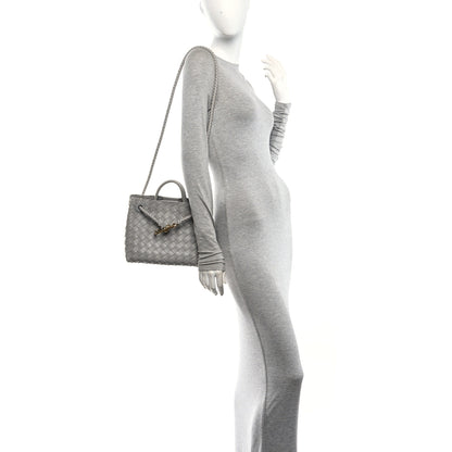 Bottega Veneta Nappa Intrecciato Small Andiamo Shoulder Bag Sterling 2 of 9