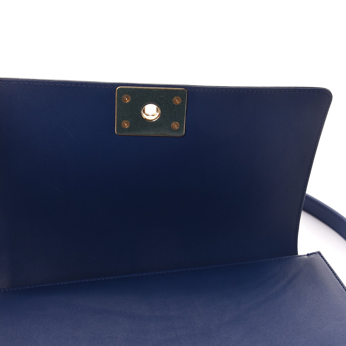 Lambskin Quilted Medium Boy Flap Dark Blue