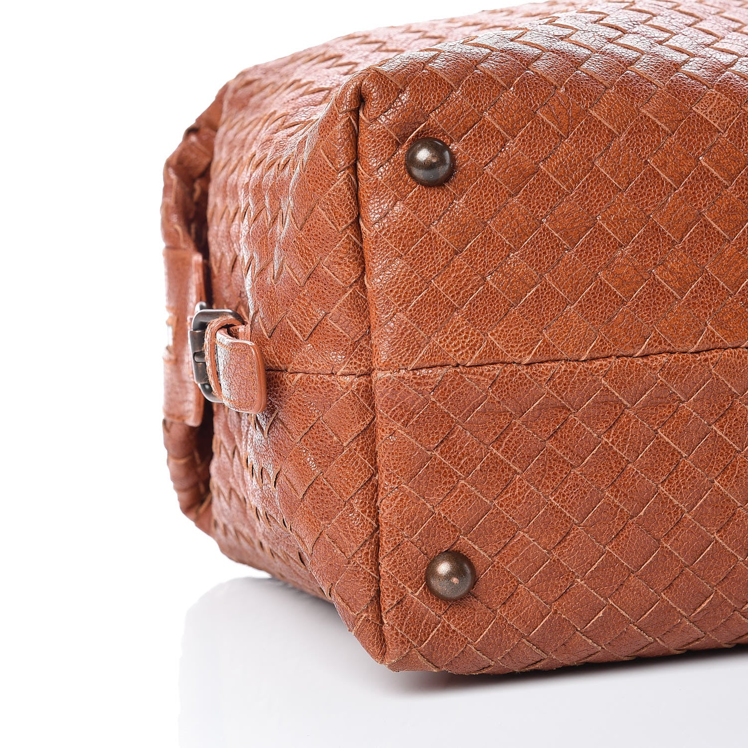 Bottega Veneta Goatskin Intrecciato Woven Top Handle Bag Copper 9 of 12