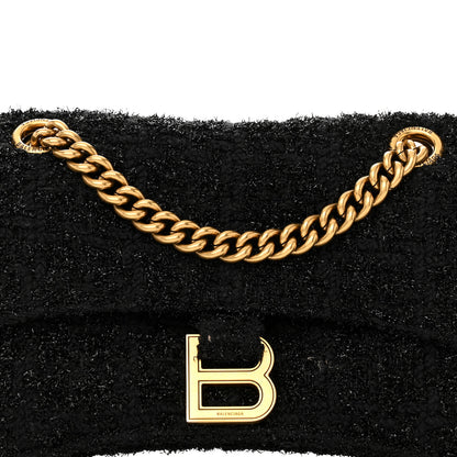 Balenciaga Metallic Tweed Boucle Quilted Small Crush Chain Bag Black 8 of 12