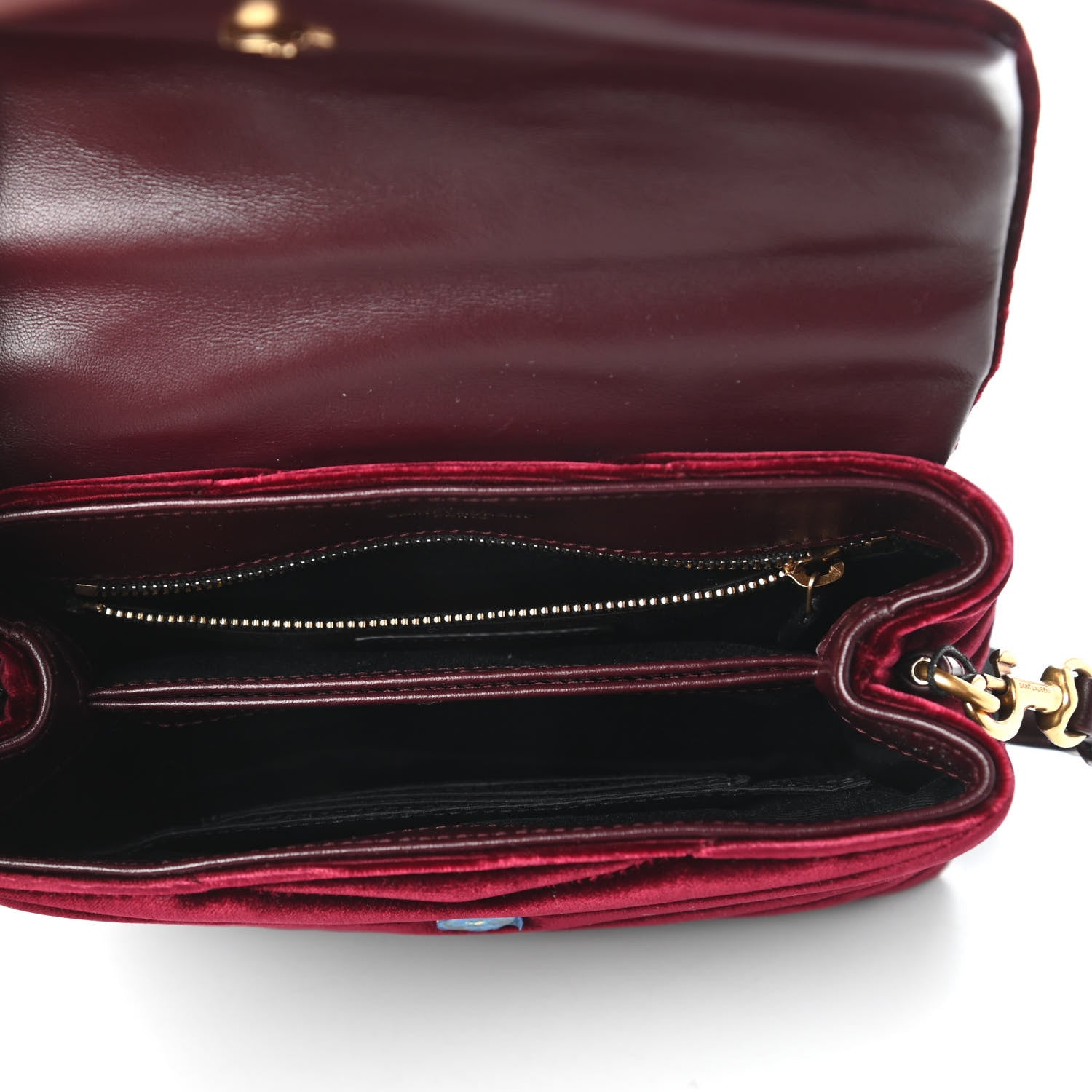 Saint Laurent Velvet Y Quilted Monogram Toy Loulou Chain Satchel Light Burgundy 5 of 11