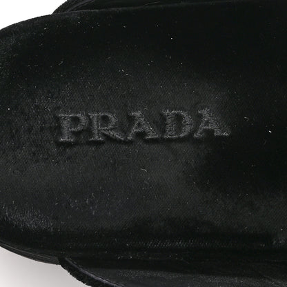 Prada Velluto Triangle 20mm Flat Mules 37.5 Black 7 of 8