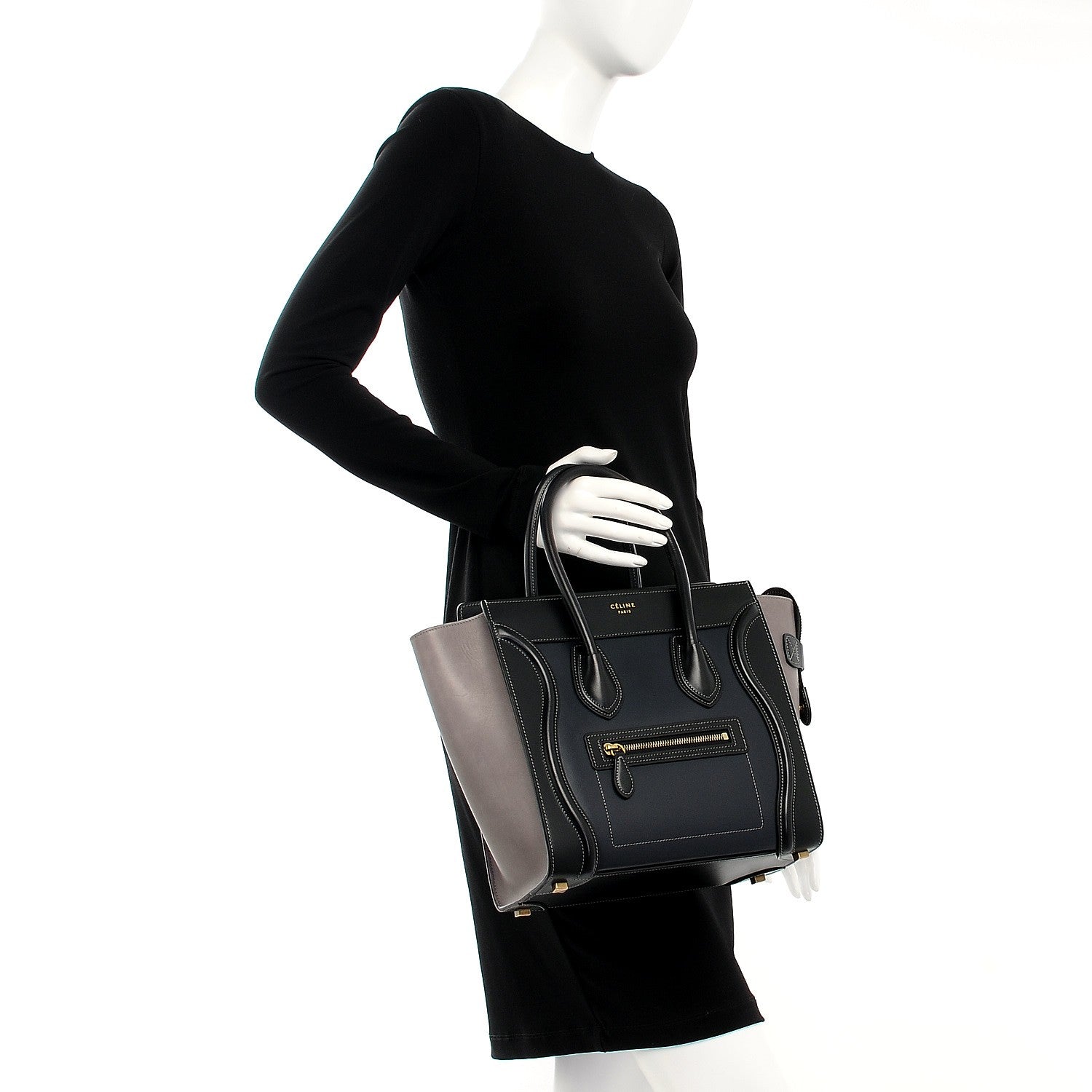 Celine Glazed Calfskin Micro Tri-Color Luggage Dark Blue 2 of 8