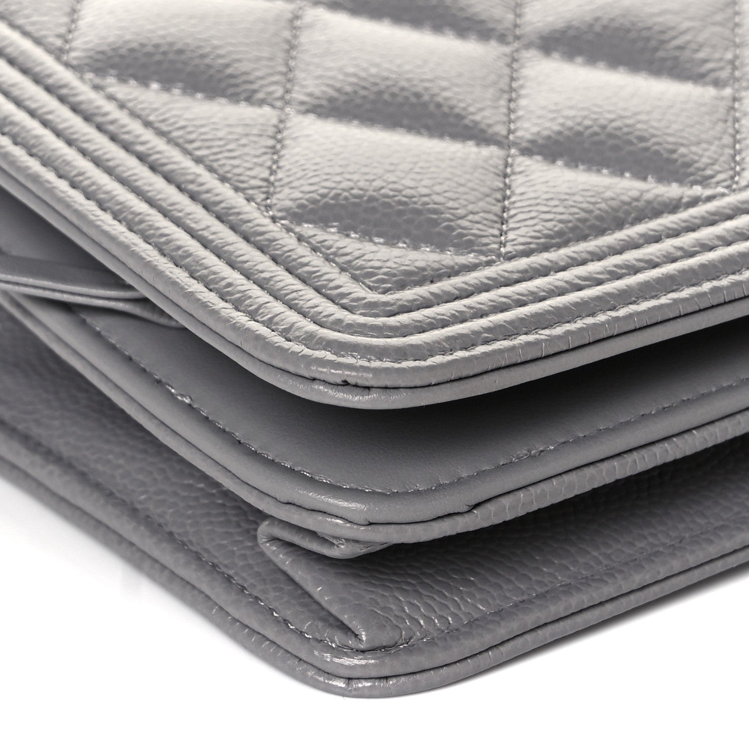 Chanel Caviar Quilted Boy Wallet On Chain WOC Grey 15 of 17