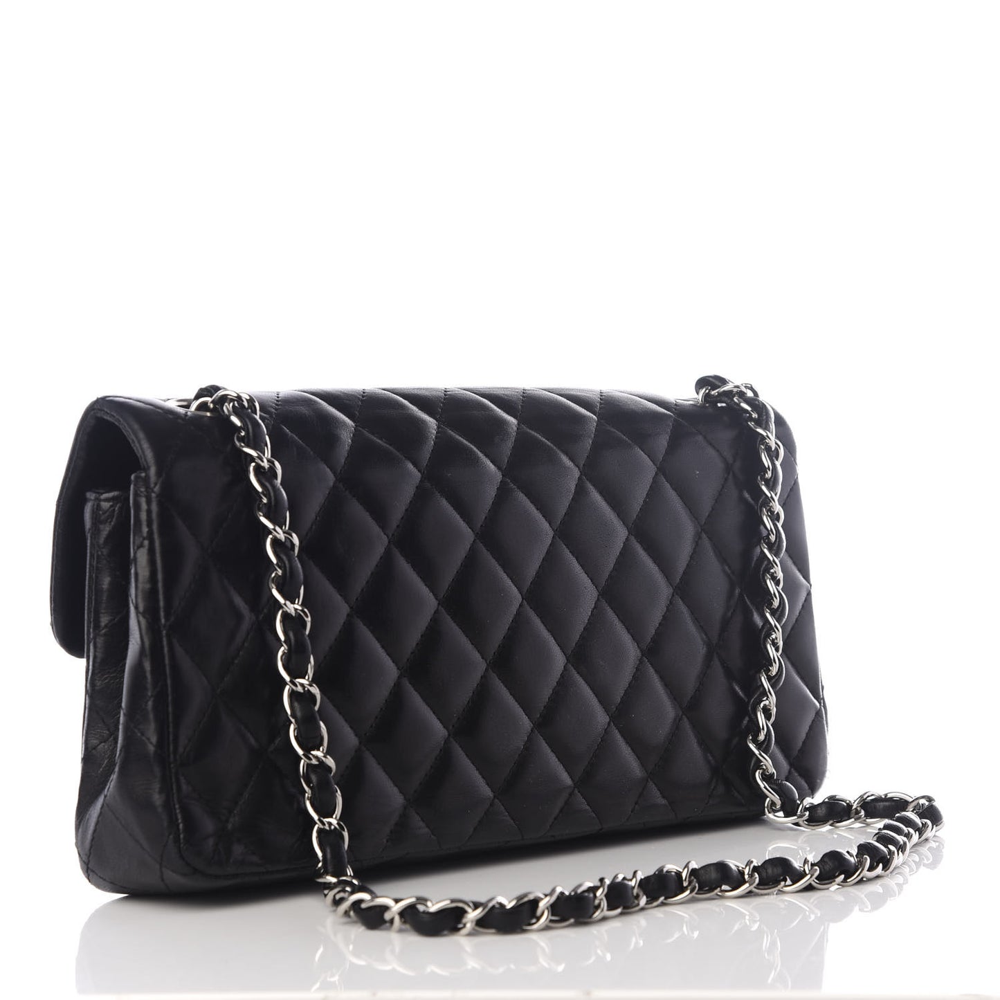 Lambskin Quilted East West Flap Black