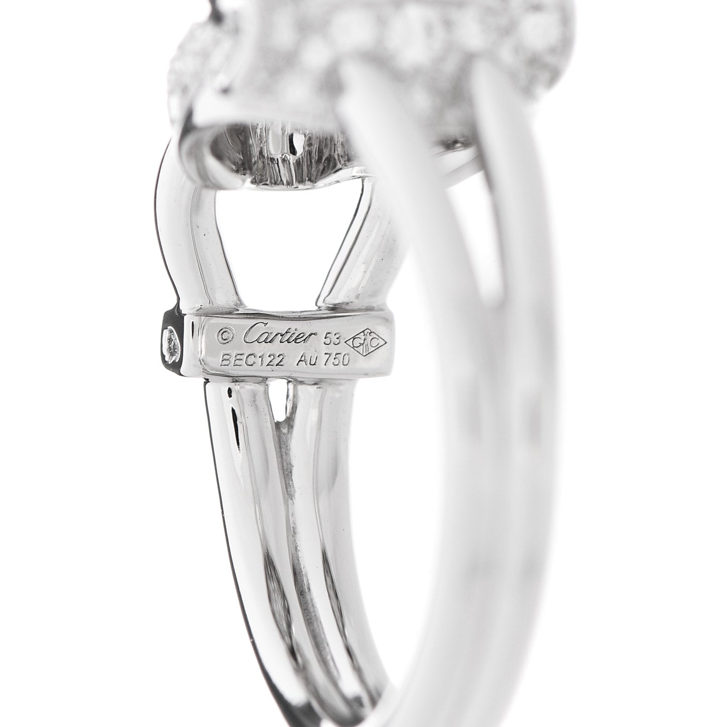 18K White Gold Diamond Emerald Black Onyx Panthere de Cartier Ring 53 6.25