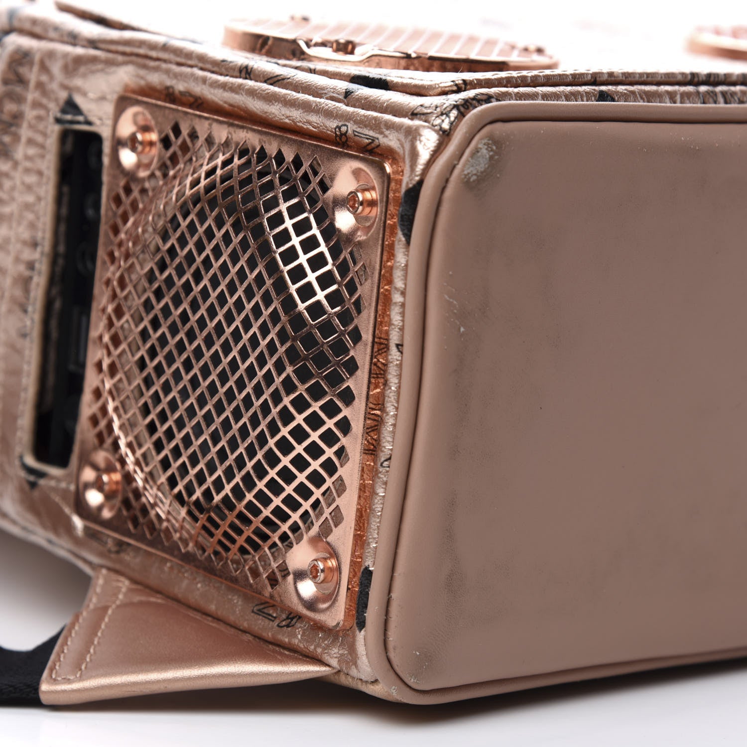 MCM Metallic X Wizpak Visetos Studded Sound System Speaker Backpack Champagne Gold 6 of 8