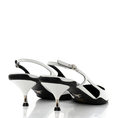 Prada Spazzolato Pointed Toe 55mm Slingback Pumps 38 White 4 of 9