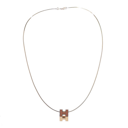 Hermes Gold Cage d'H Pendant Necklace Orange 2 of 5