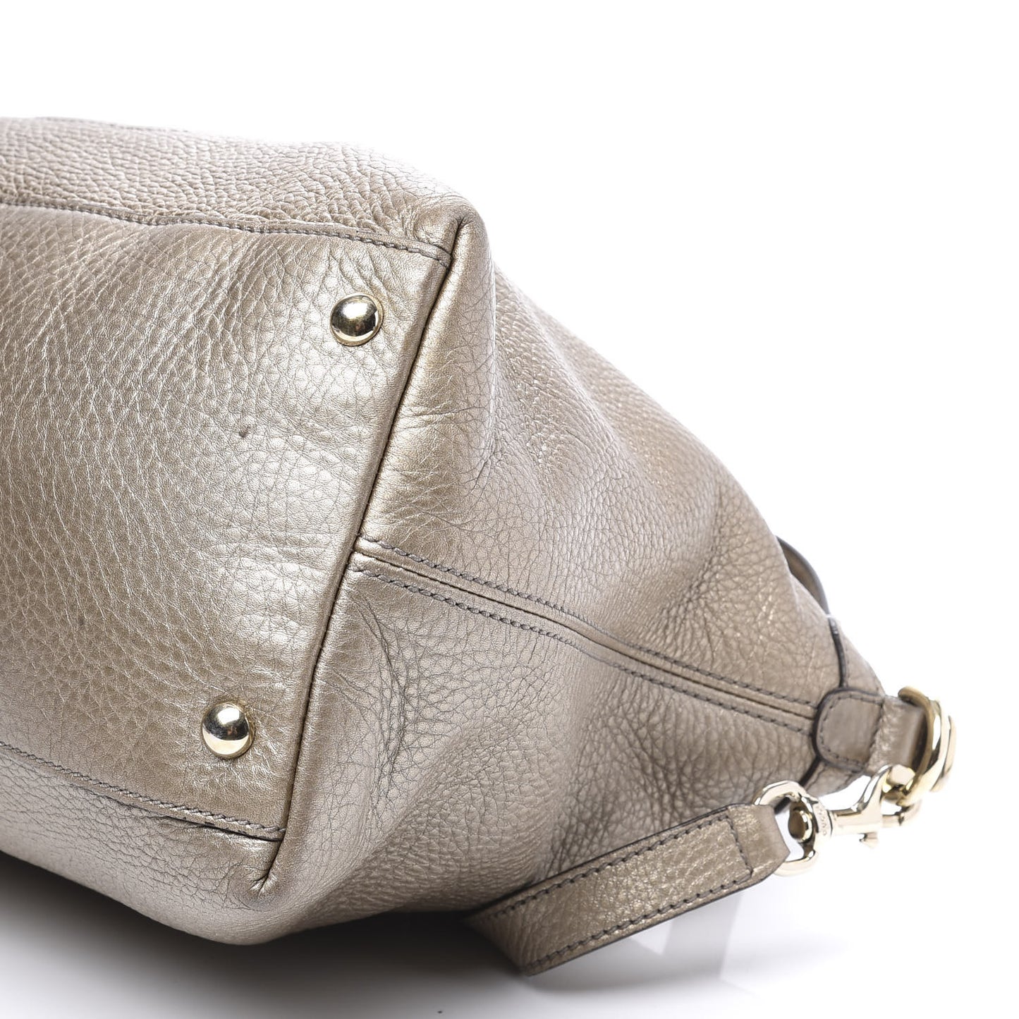 Metallic Cellarius Calfskin Small Soho Top Handle Satchel Golden Beige