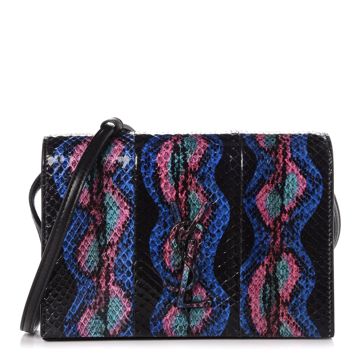 Snakeskin Monogram Toy Kate Strap Wallet Nero Black Pacific