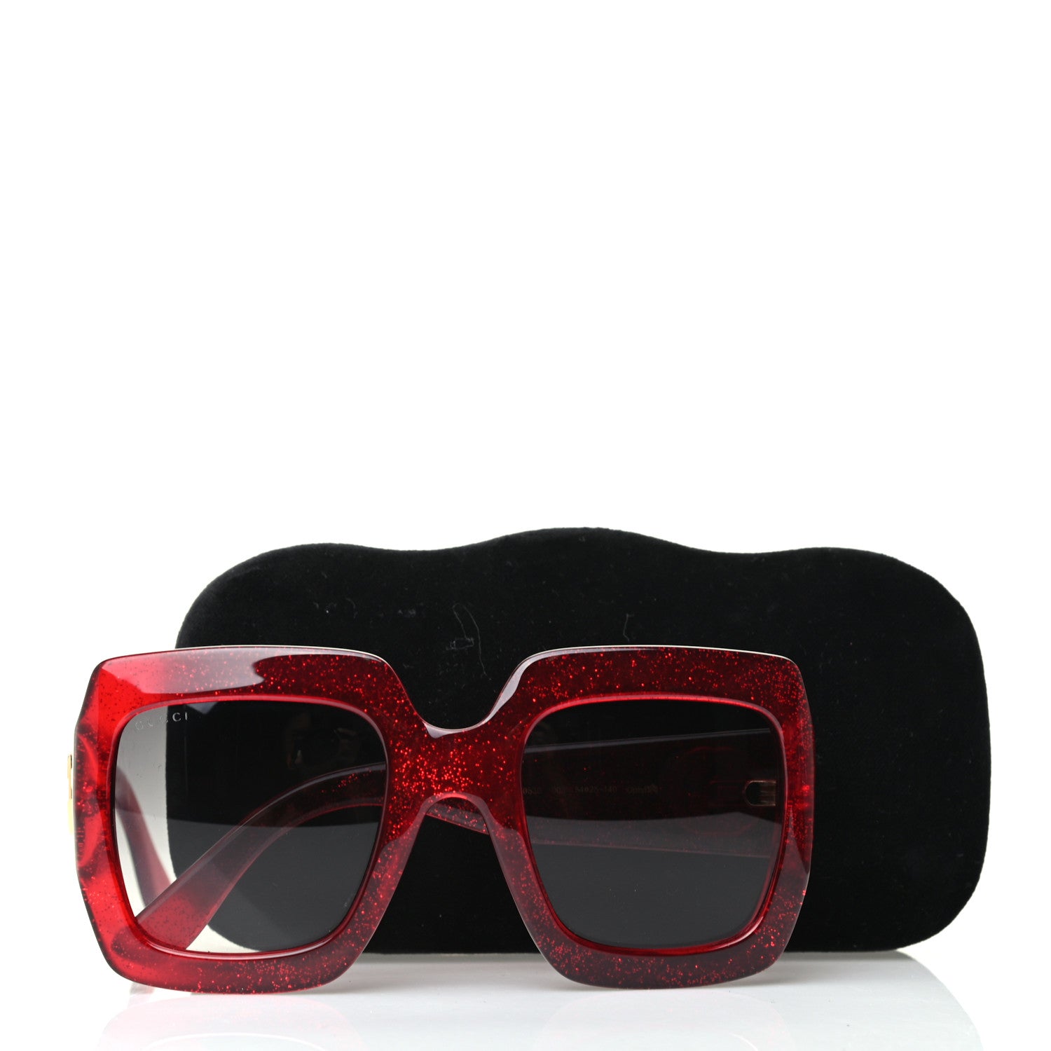 Gucci Acetate Square Frame Sunglasses GG0036S Glitter Red 8 of 8