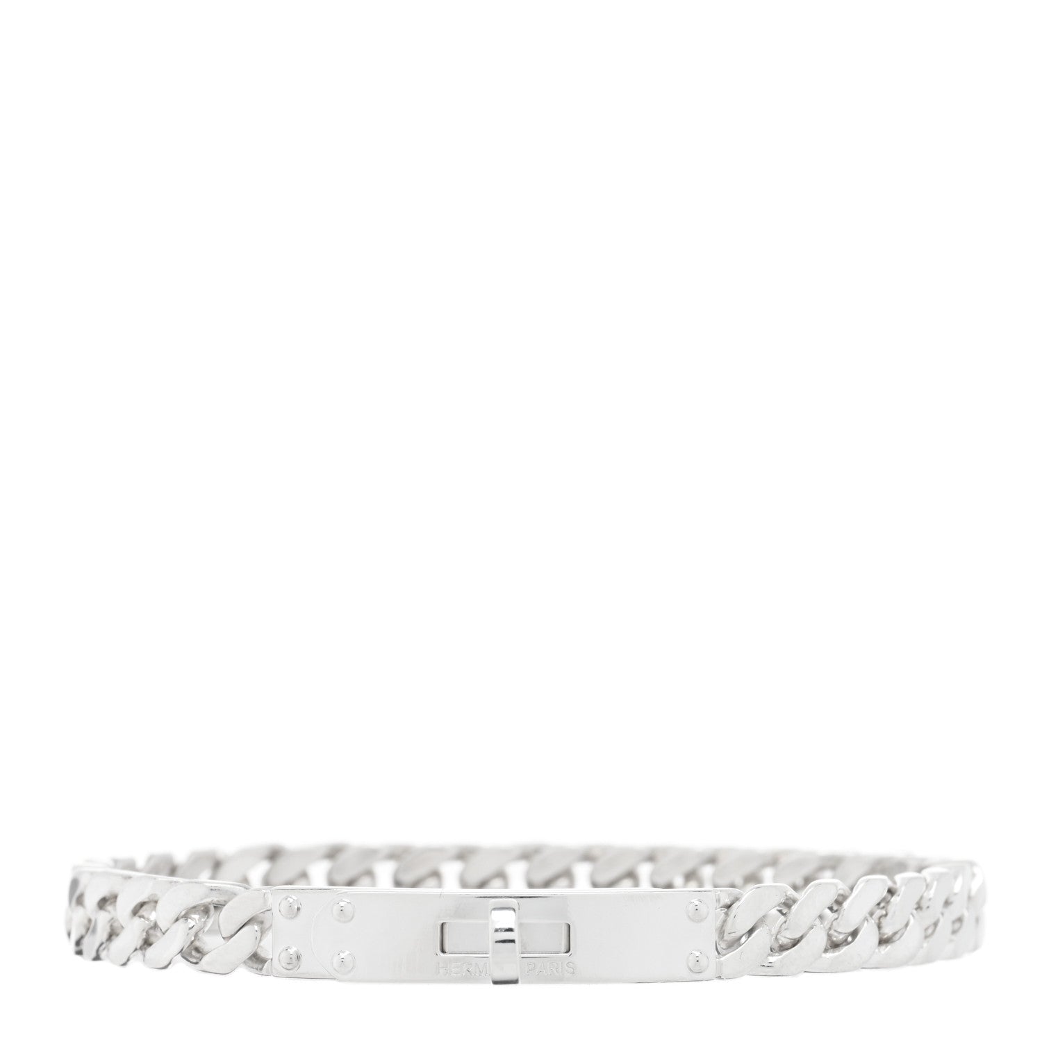 Hermes Sterling Silver TPM Kelly Gourmette Bracelet ST 1 of 4