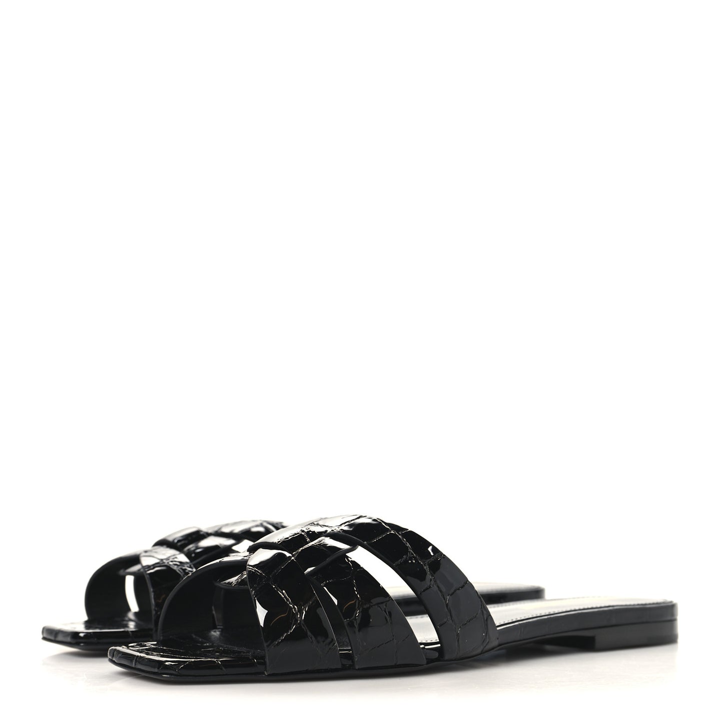 Patent Croc Embossed Tribute 05 Slide Sandals 36 Black