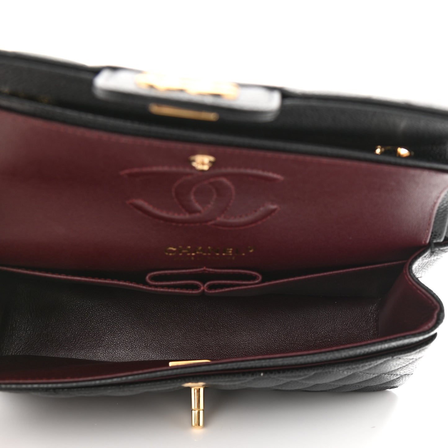 Caviar Quilted Small Double Flap Black