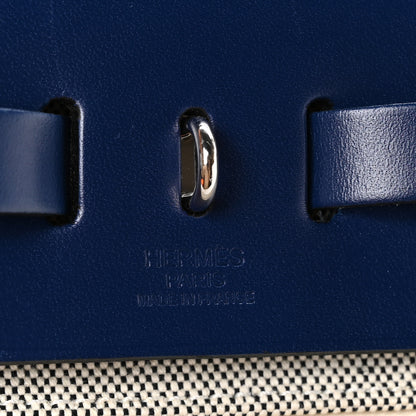 Hermes Vache Hunter Toile H Brides de Gala Herbag Zip Retourne 31 PM Bleu De France Ecru Black Bleu Saphir 7 of 12