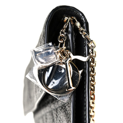 Christian Dior Metallic Grained Calfskin Cannage Lady Dior Rendezvous Wallet On Chain Gunmetal Grey 5 of 5