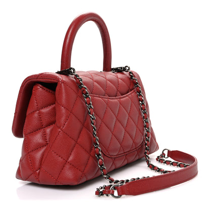 Chanel Caviar Quilted Mini Coco Handle Flap Red 3 of 10