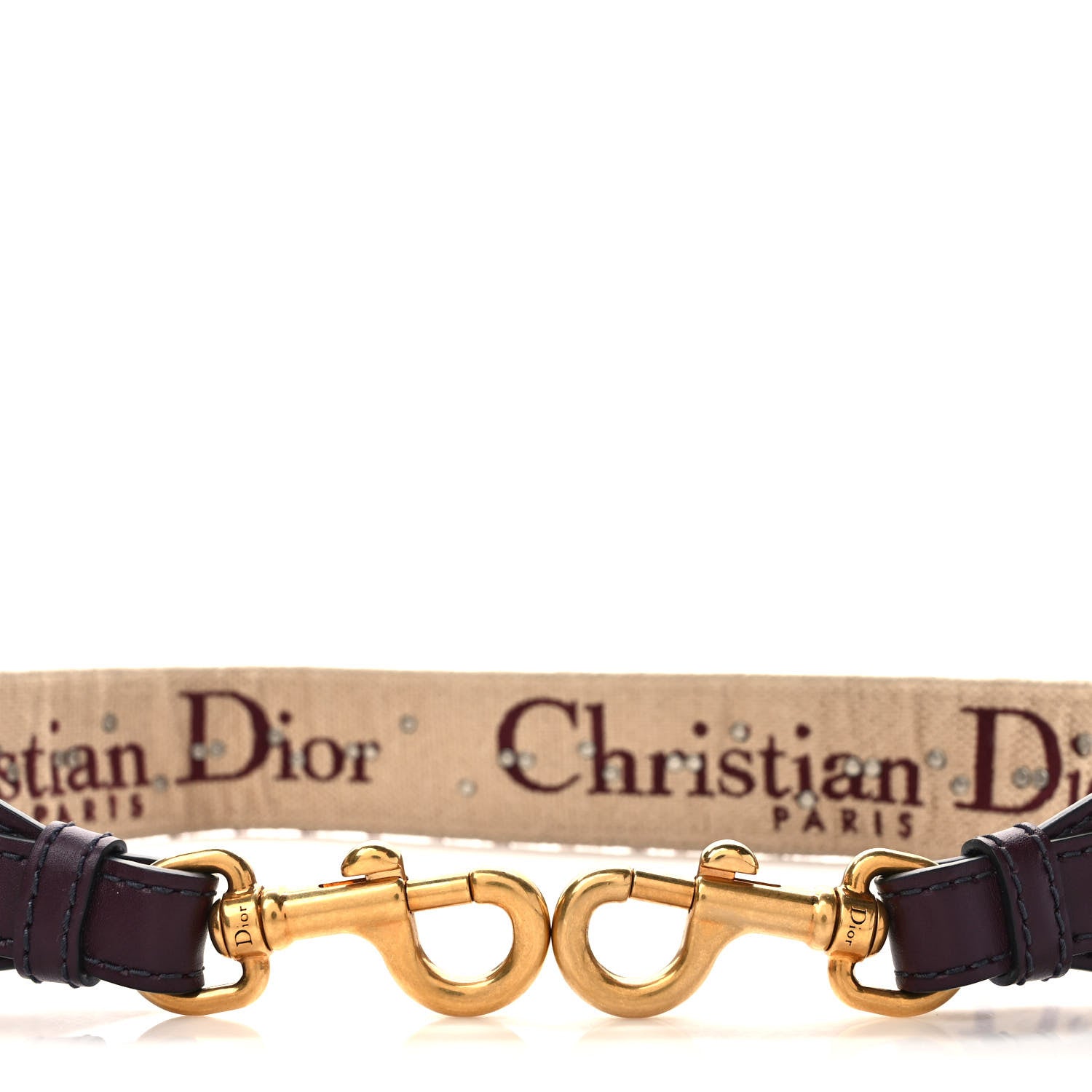 Christian Dior Oblique Studded Shoulder Strap Burgundy 3 of 4
