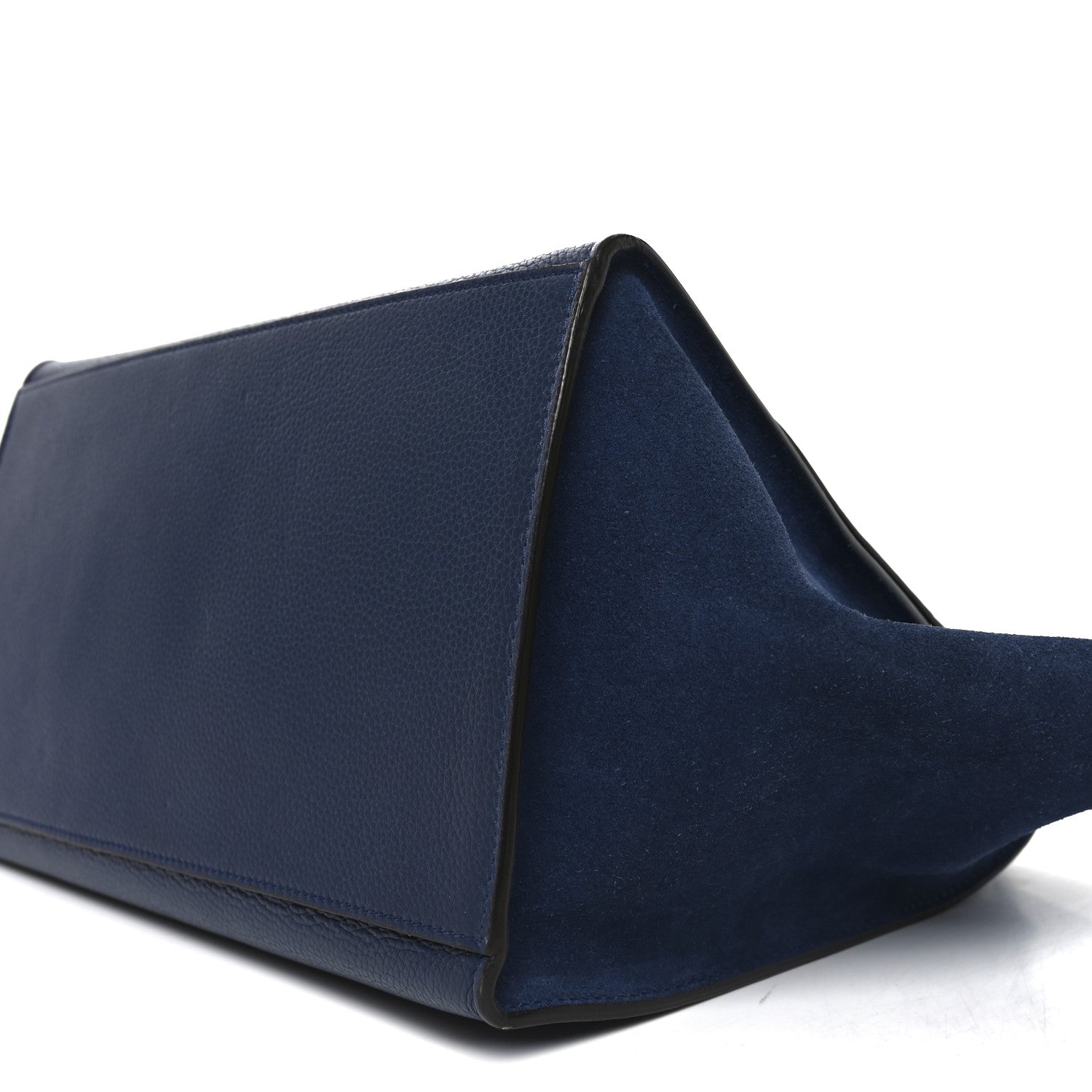 Celine Drummed Calfskin Suede Medium Trapeze Navy Blue 1824767