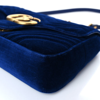 Gucci Velvet Matelasse Medium GG Marmont Shoulder Bag Cobalt Blue 9 of 9
