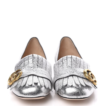 Gucci Galassia GG Marmont Fringe Flats 38.5 Argento 2 of 8