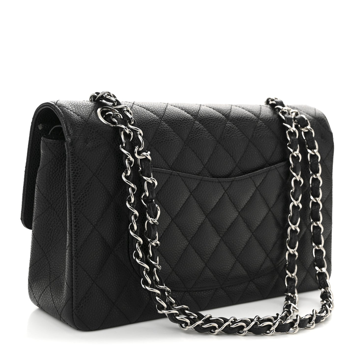 Caviar Quilted Medium Double Flap Black