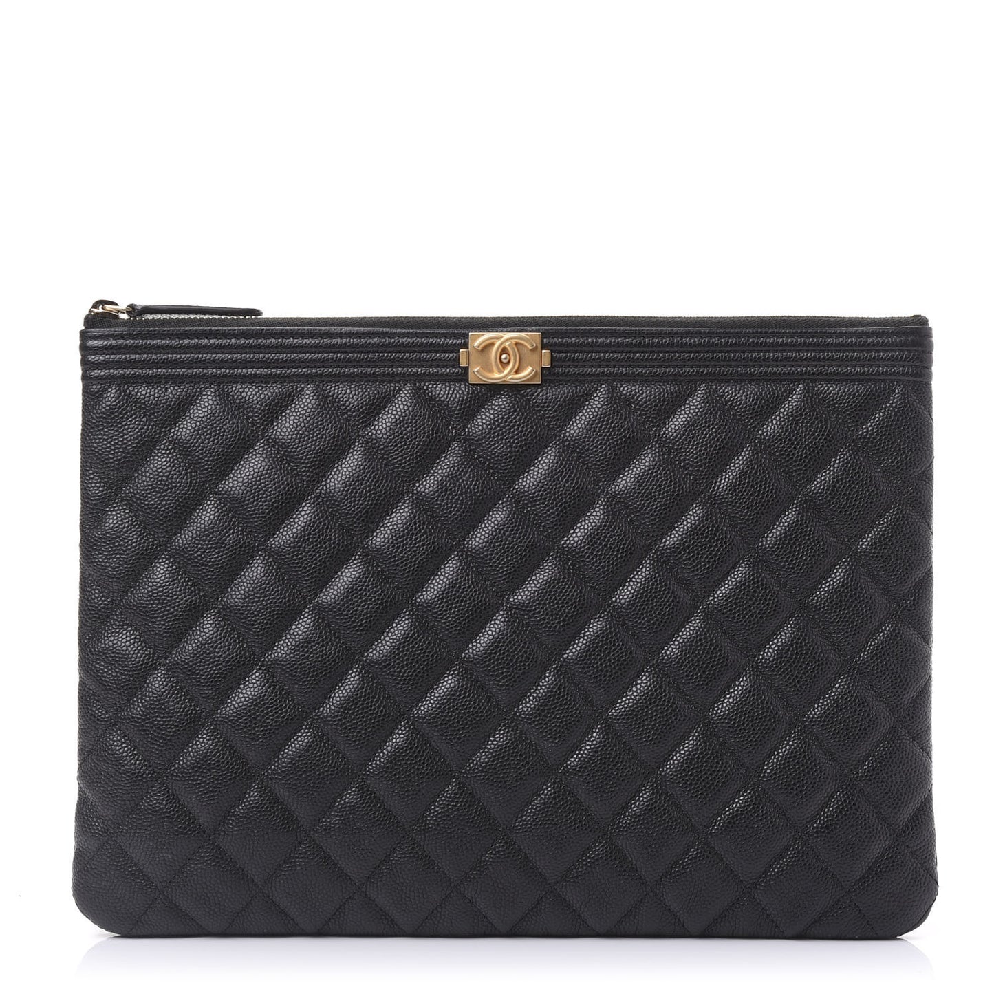 Caviar Quilted Medium Boy Cosmetic Case Black