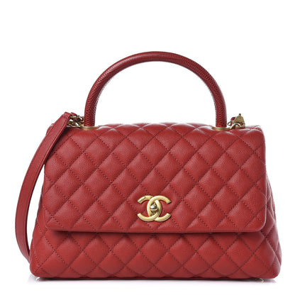 Chanel Caviar Lizard Quilted Small Coco Handle Flap Red 1 of 10