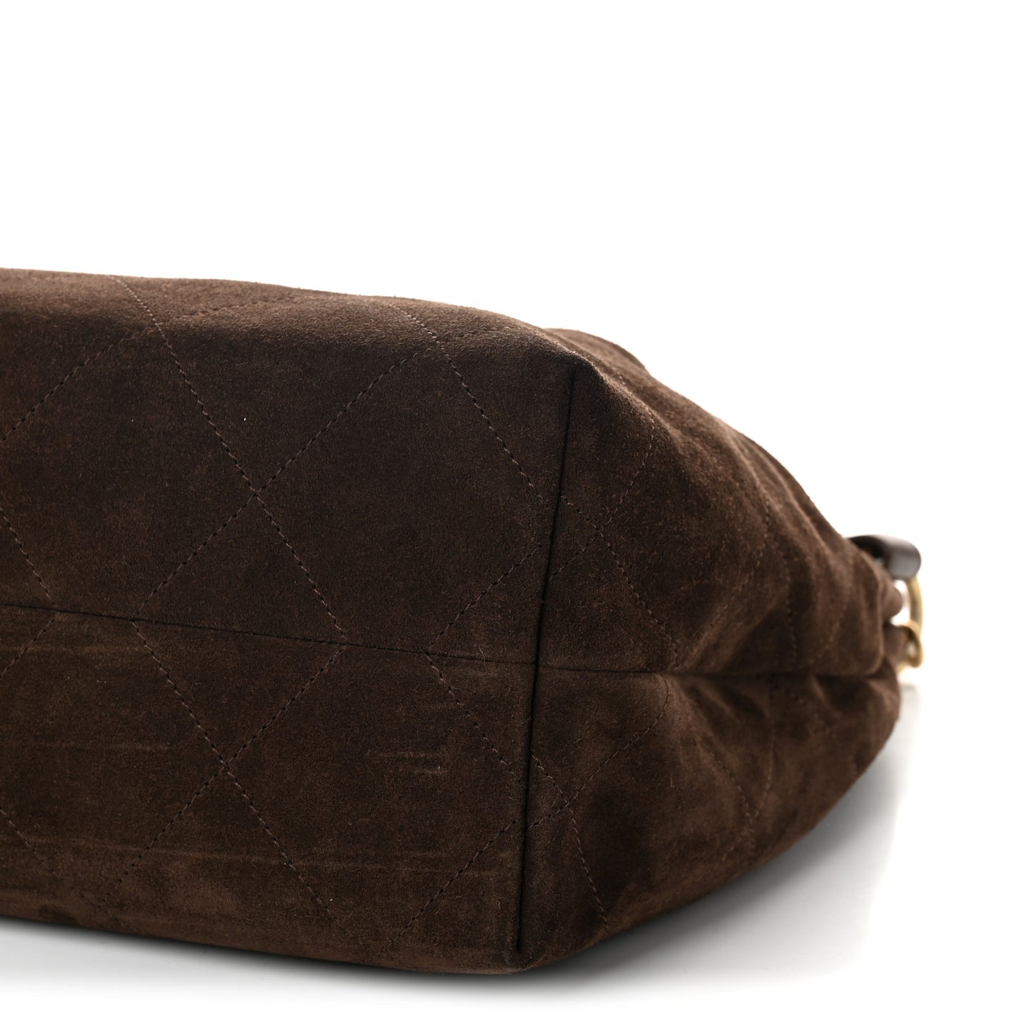 Suede Calfskin Lambskin Quilted Large Maxi Hobo Dark Brown