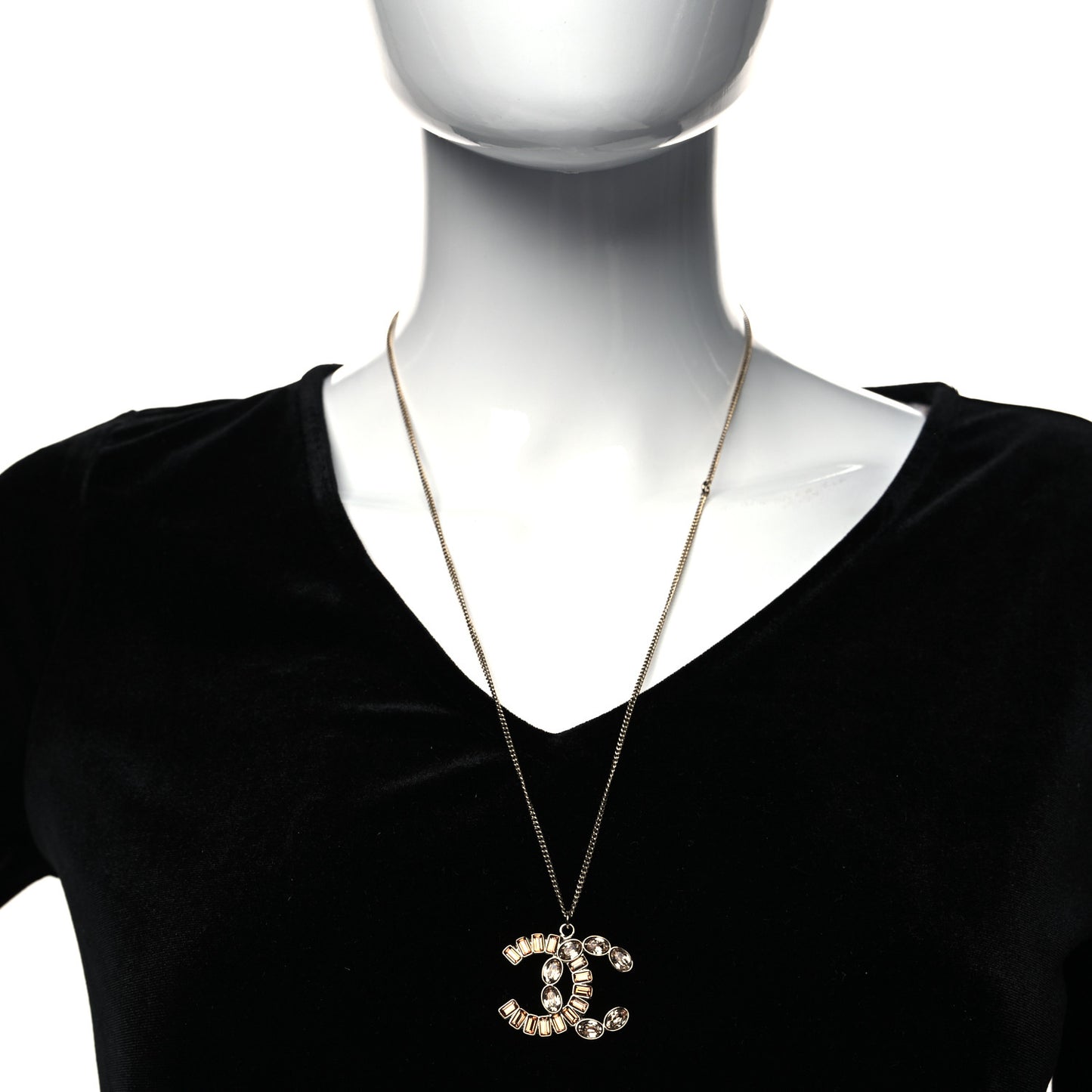 Baguette Crystal CC Necklace Gold