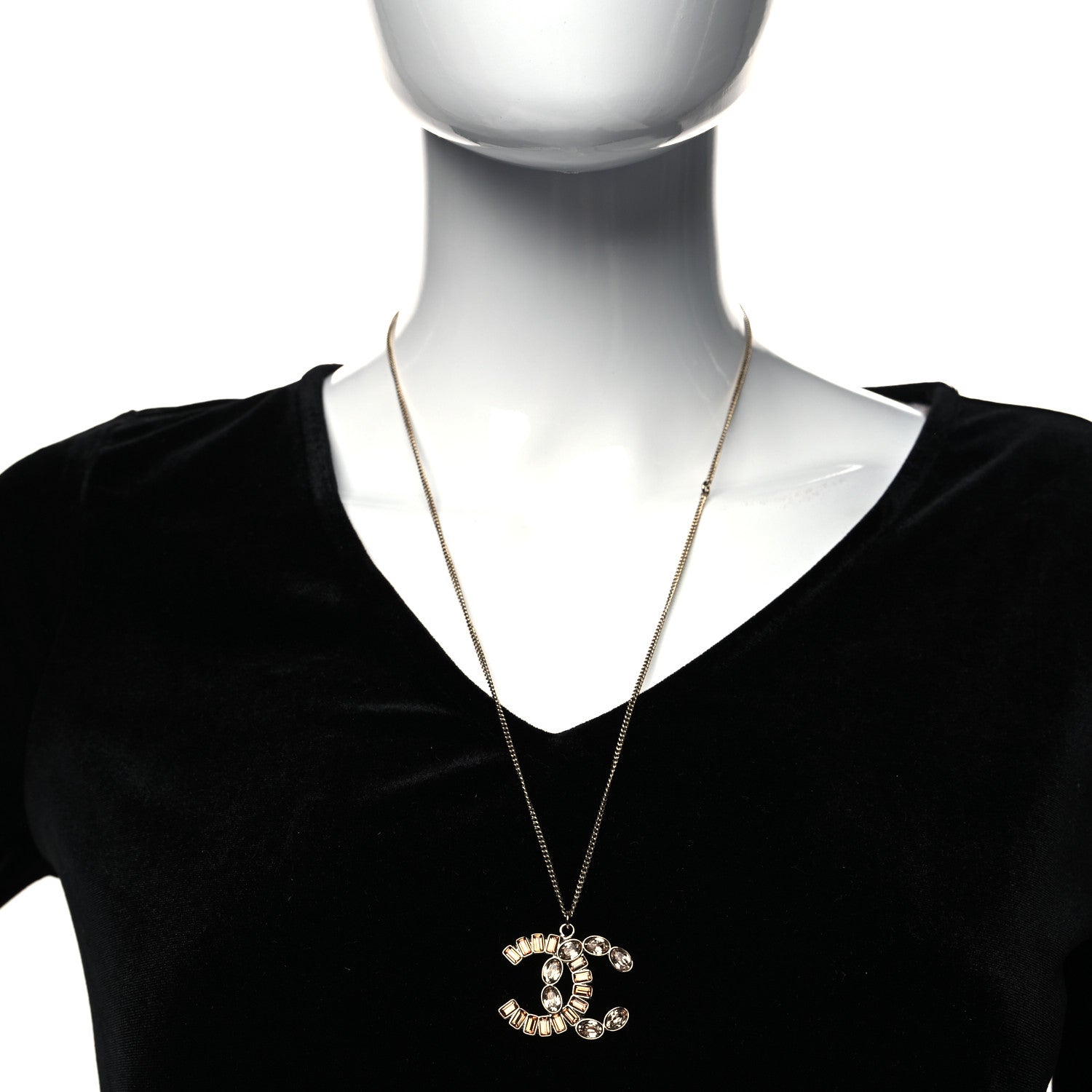 Chanel Baguette Crystal CC Necklace Gold 2 of 5