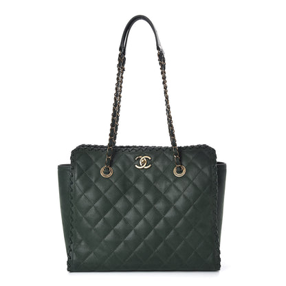 Chanel Iridescent Calfskin Quilted Happy Stitch Shopping Tote Green 1 of 15