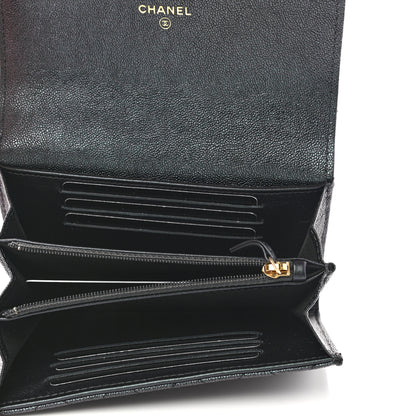 Chanel Iridescent Caviar Quilted Medium Flap Wallet Black 5 of 10