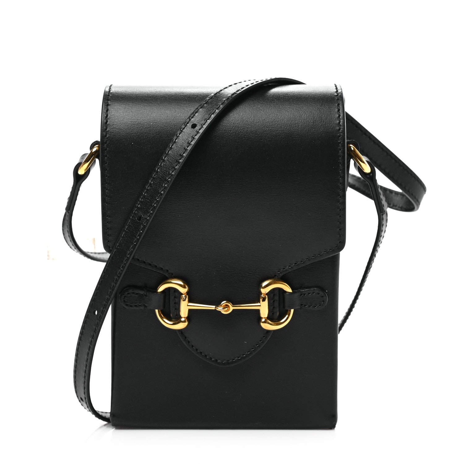 Gucci Boarded Plutone Calfskin Mini Horsebit 1955 Crossbody Bag Black 1 of 9