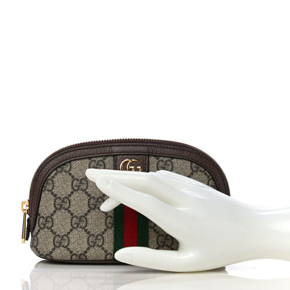 Gucci GG Supreme Monogram Textured Calfskin Web Medium Ophidia Cosmetic Case Beige Ebony New Acero 2 of 11