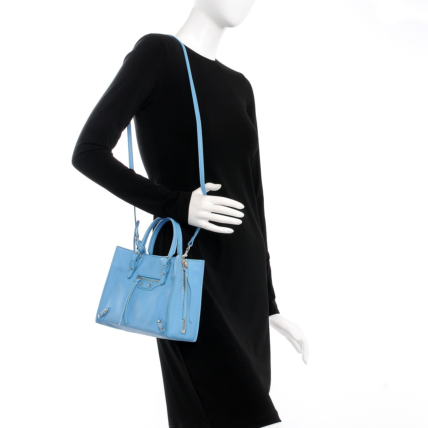 Balenciaga Supple Calfskin Papier Mini A4 Zip Around Tote Bleu Azur Clair 2 of 12
