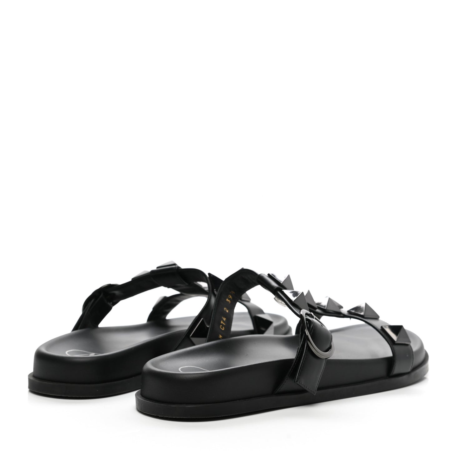 Calfskin Roman Stud Slide Sandals 39.5 Black