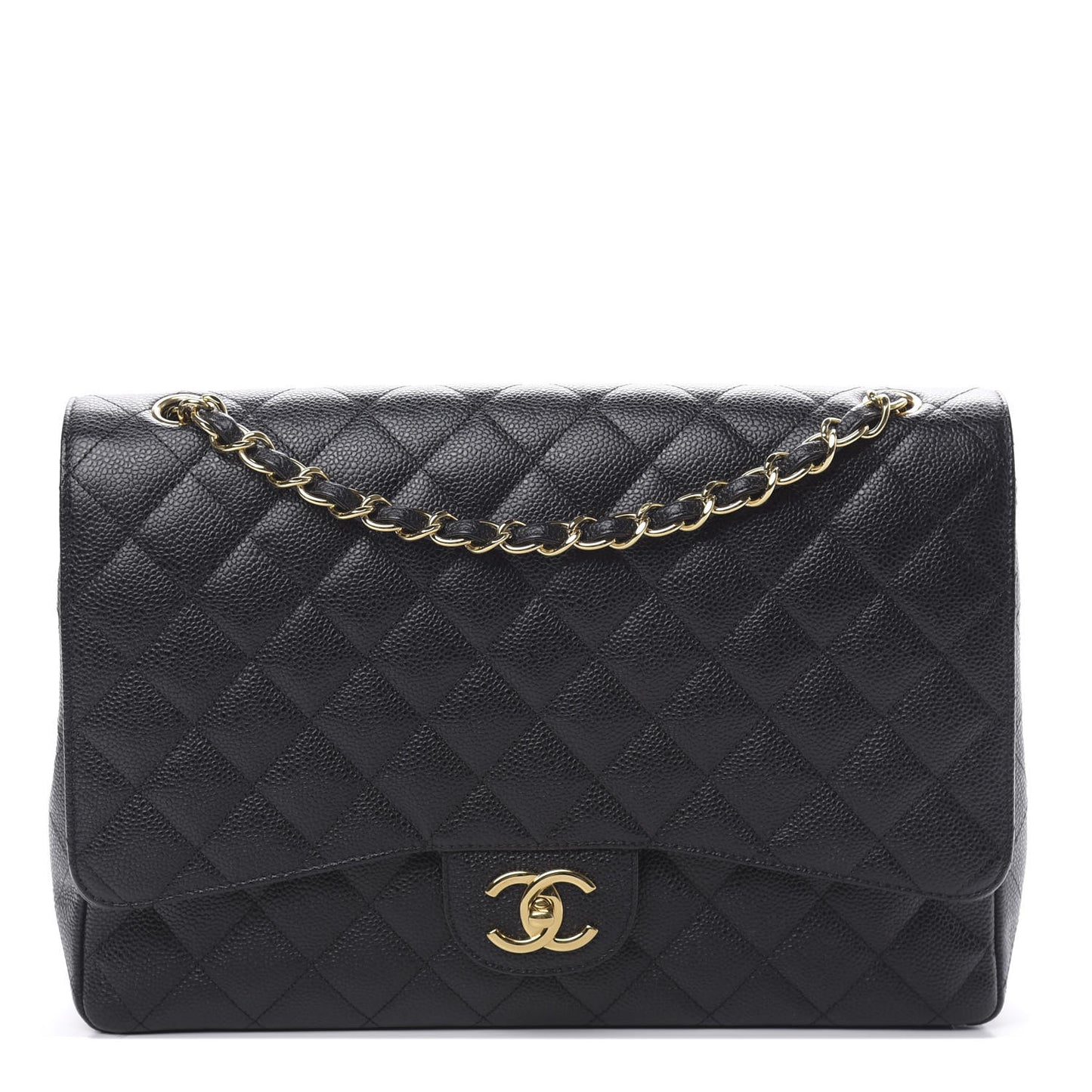 Caviar Quilted Maxi Double Flap Black