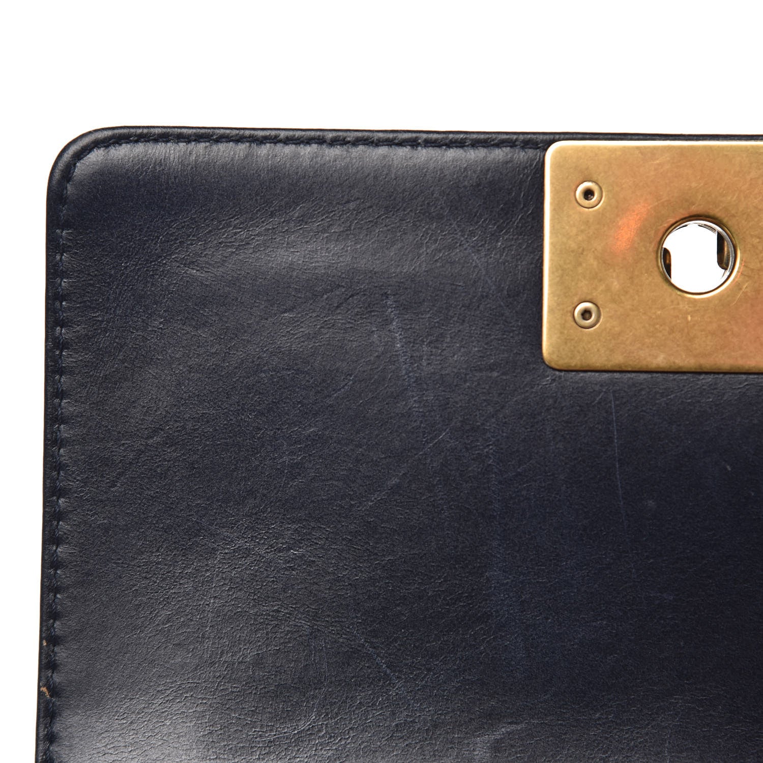 Chanel Calfskin Embossed Small Paris Salzburg Boy Flap Navy 10 of 16