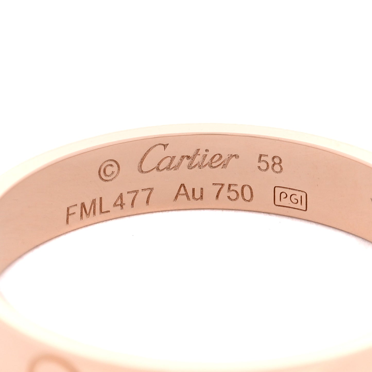18K Pink Gold 3.5mm LOVE Wedding Band Ring 58 8.25