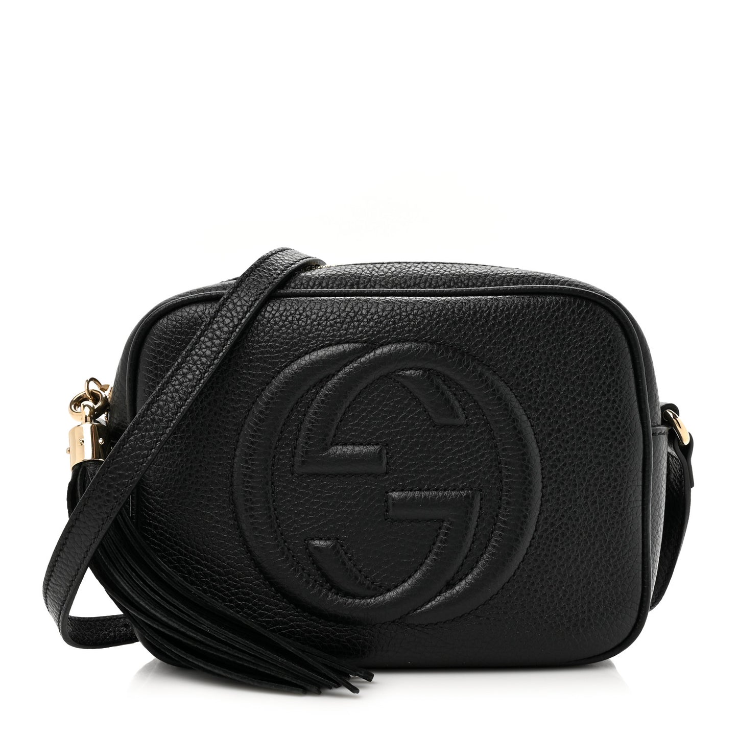 Pebbled Calfskin Small Soho Disco Bag Black