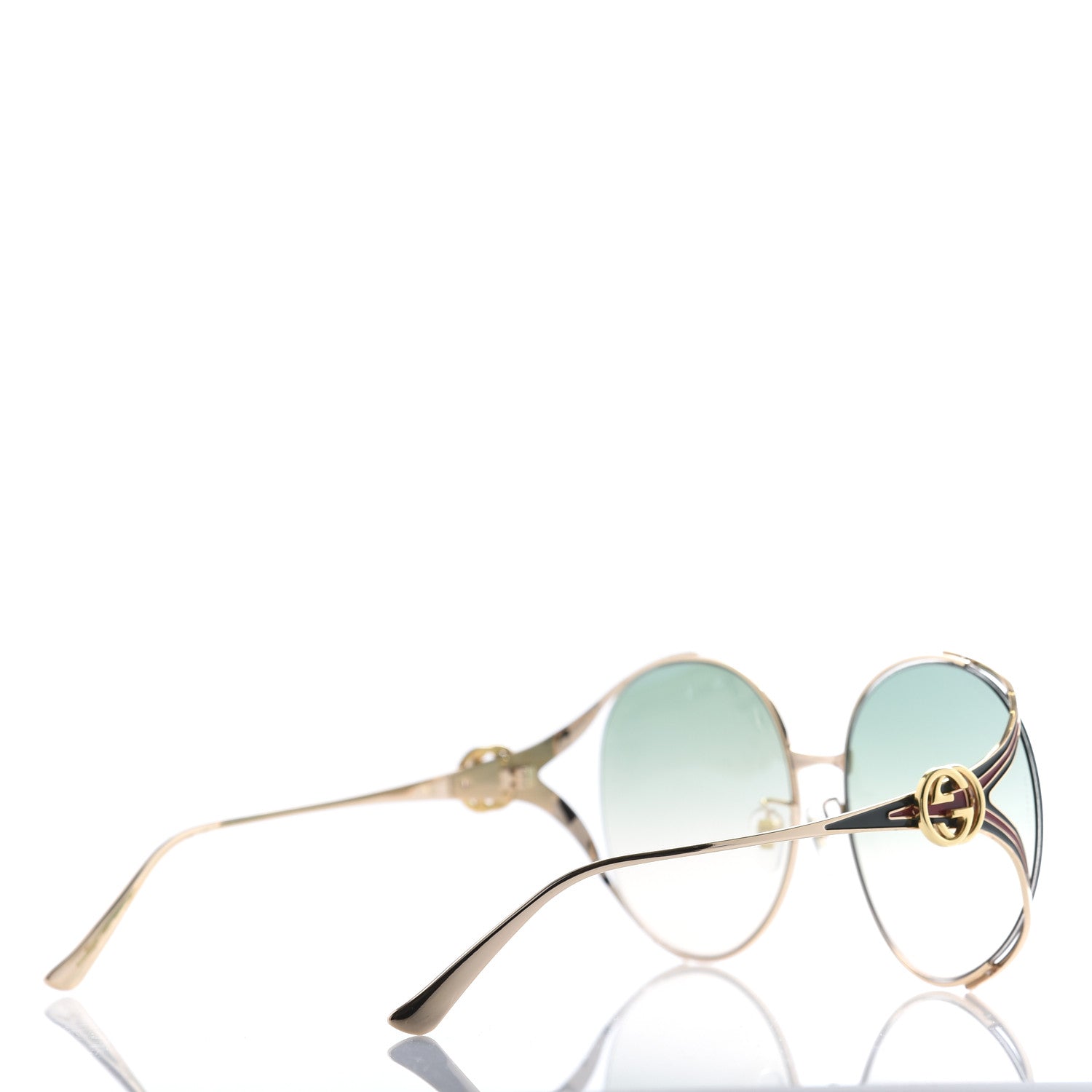 Gucci Metal Oversized Round Frame GG0225S Sunglasses Gold 4 of 8